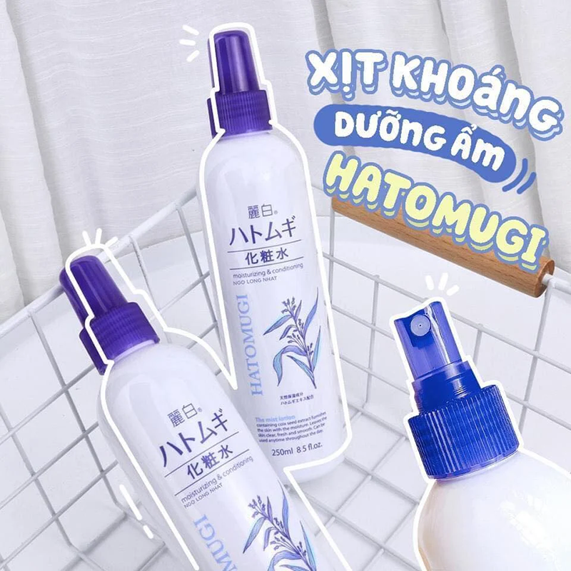 Xịt khoáng dưỡng ẩm làm sáng da Hatomugi Moisturizing & Conditioning The Mist Lotion