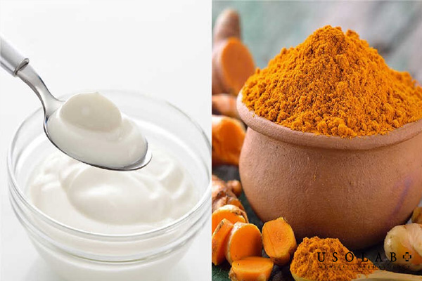 Dưỡng trắng da bằng sữa chua không đường và nghệ