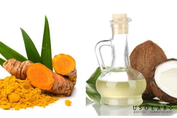 Dầu dừa và bột nghệ làm đều màu, giảm nám, chống oxy hóa