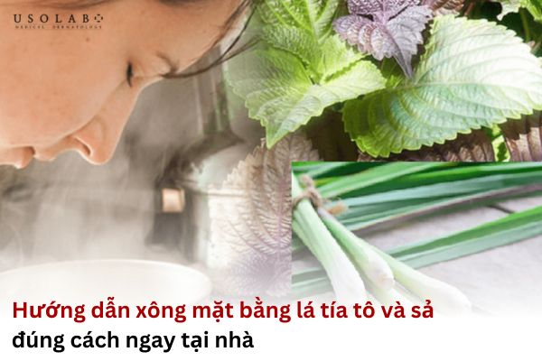 xông mặt bằng lá tía tô và sả